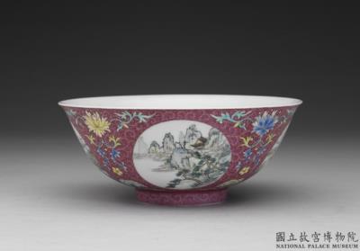 图片[2]-Bowl with landscapes of the four seasons on red ground in falangcai polychrome enamels, Qing dynasty, Qianlong reign (1736-1795)-China Archive